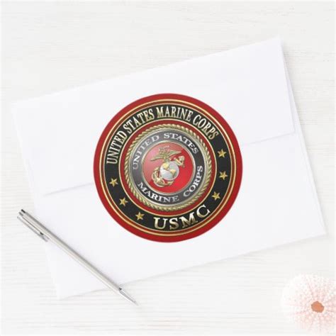 Usmc Emblem Special Edition 3d Classic Round Sticker Zazzle