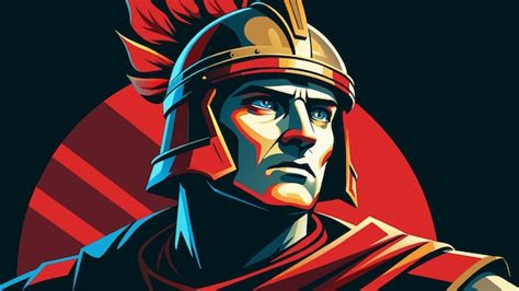 Retrato de un legionario romano con casco y armadura romana ilustración