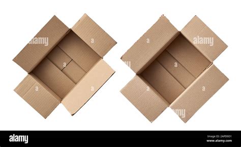 Open Empty Brown Square Cardboard Box For Transporting Goods Isolated