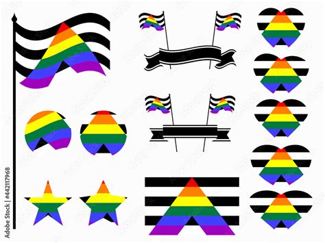 Straight Ally Pride Flag Collection Of Symbols Hearts Stars And