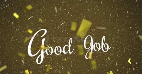 Image Of Good Job Text Over Confetti On Green Background Stock