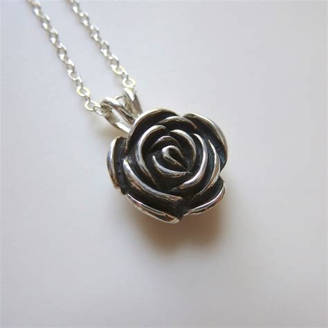 Sterling Silver Rose Pendant Necklace