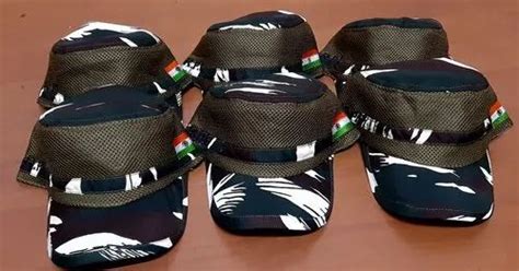 Acrylic Shinning Fabric Camouflage Crpf Logo Cap For Do Not Iron