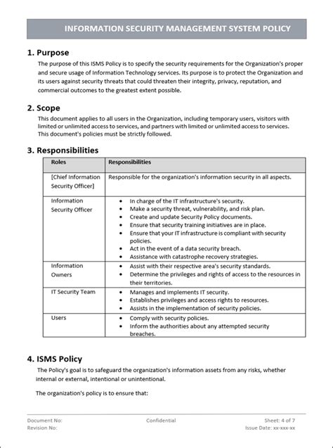 ISMS Policy Template | ISO27001| ISMS Information Security Policy Word ...