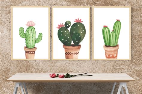 Set Of 3 PrintsCactus Wall Art3 Piece Wall ArtCactus Etsy In 2021