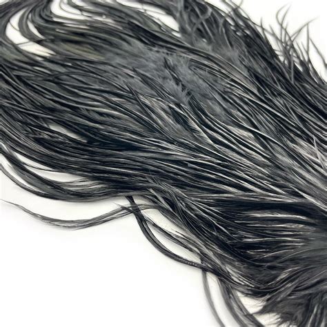 HARELINE DYED BLACK ROOSTER SADDLE Fly Tying Hackle Feathers Wooly