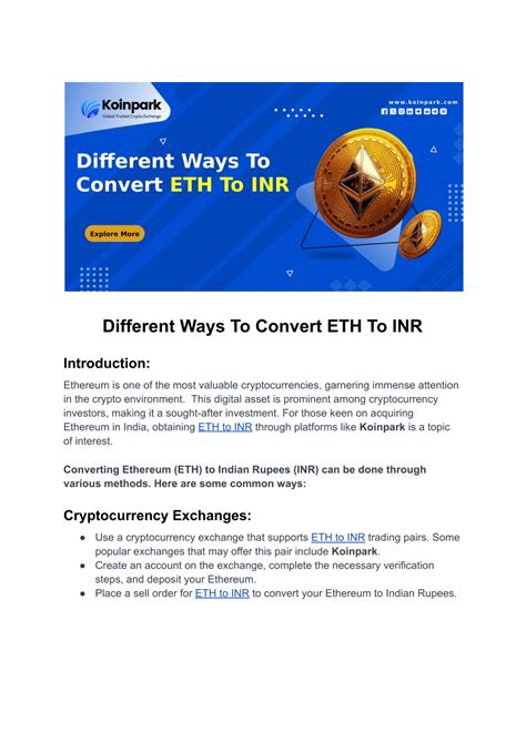 PPT Different Ways To Convert ETH To INR PowerPoint Presentation