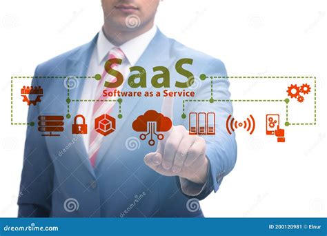 Software Como Servicio Concepto De Saas Con Empresario Stock De