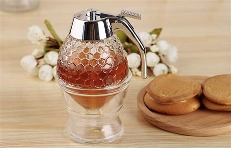 Hunnibi Honey Dispenser No Drip Glass Maple Syrup Dispenser Glass