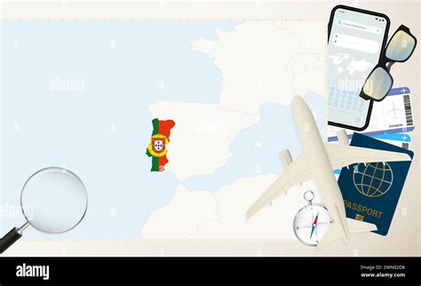 Portugal Map And Flag Cargo Plane On The Detailed Map Of Portugal With