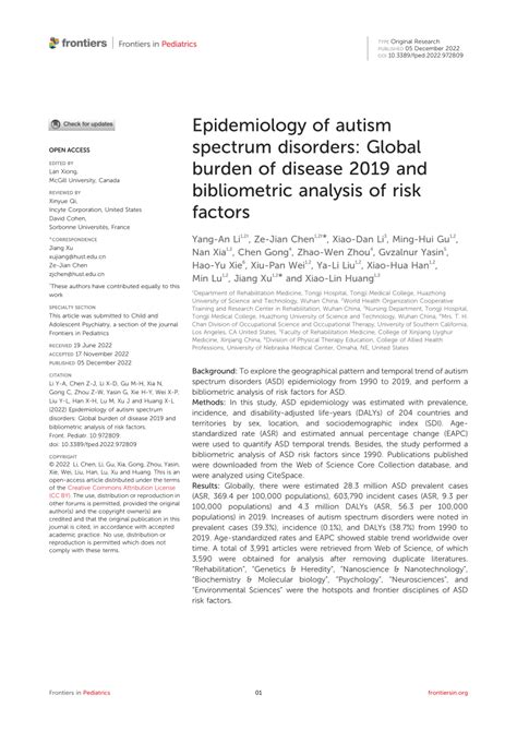 Pdf Epidemiology Of Autism Spectrum Disorders Global Burden Of