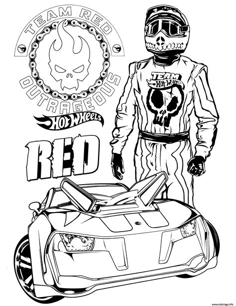 Coloriage Team Hot Wheels Red Voiture Rapide Dessin Hot Wheels Imprimer