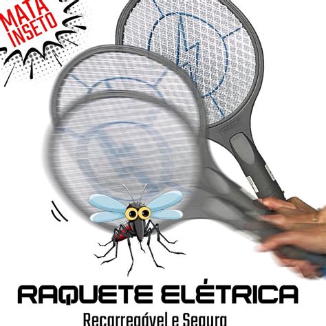 Raquete Elétrica Mata Mosquito Insetos Recarregável Mosca Pernilongos