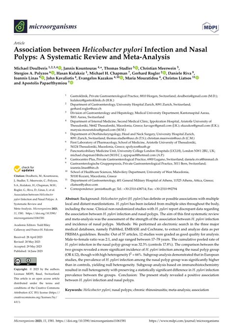 PDF Association Between Helicobacter Pylori Infection And Nasal