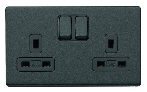 Buy Mk Aspect K24347lbkb Double Switch Socket Dual Earth Double Pole Lustrous Black Online At