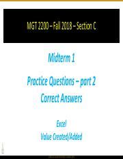 Midterm Practice Questions Part Answers Pdf Mgt Fall