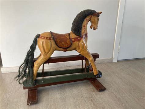 Antique Wooden Rocking Horse Very Rare Etsy