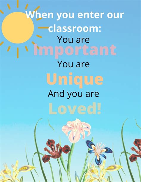 Flower Themed Classroom Decor Posters Easy And Modern Etsy