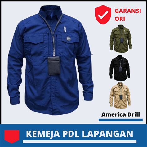 Kemeja Lapangan PDL Pria Lengan Panjang Tactical Outdoor Kerja Baju PDH