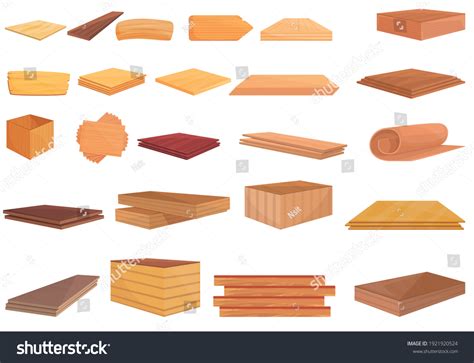 Plywood Icons Cartoon Plywood Vector Icons Stock Vector Royalty Free