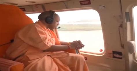 Yogi Adityanath Conducts Aerial Survey Of Flood Affected Areas In