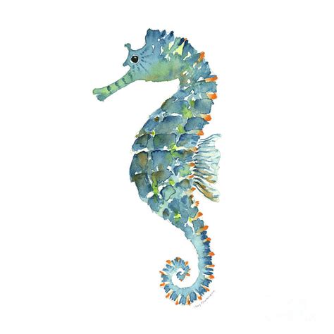 Blue Seahorse Painting by Amy Kirkpatrick