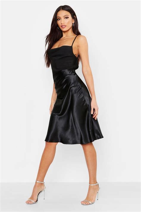 Bias Satin Slip Midi Skirt