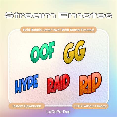 Freebie Neon Bubble Letter Starter Emotes Kick Twitch Youtube