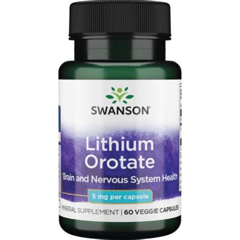 Swanson Lithium Orotate Vegetable Capsules 5 Mg 60 Count