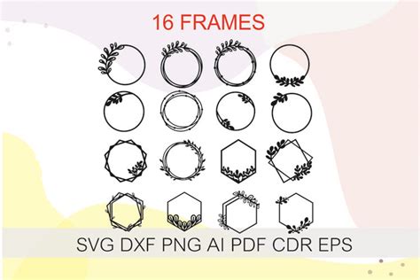 Frames Bundle Svg Geometric Frames Svg Wreath Frame Svg