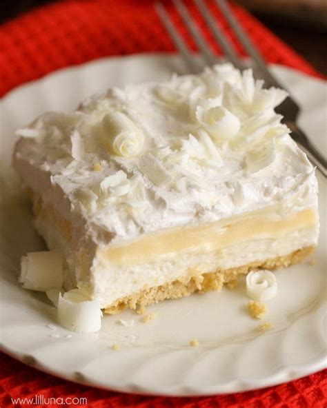 No Bake White Chocolate Lasagna | TheBestDessertRecipes.com