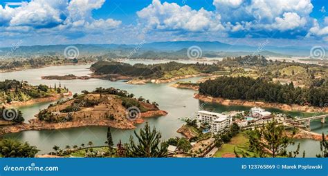 Aerial View of Guatape, Penol, Dam Lake in Colombia. Stock Image ...