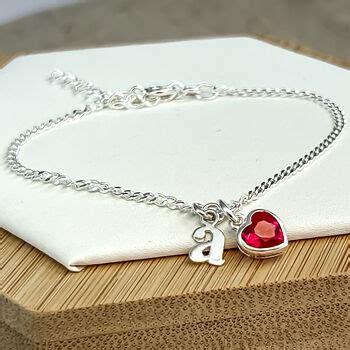 Sterling Silver Ruby Heart Bracelet By PoppyK