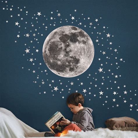 Moon And Stars Fabric Wall Decal For Baby Nursery And Etsy Space