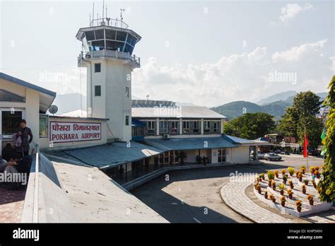 POKHARA, NEPAL - CIRCA NOVEMBER 2017: Pokhara airport and its air ...