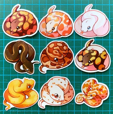 Cute Snake Sticker Set Ball Python Eyelash Viper Corn Snake Etsy