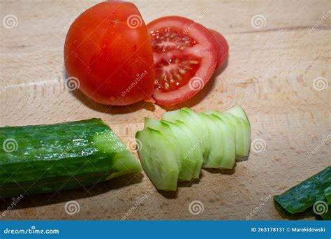 Sliced Tomato And Cucumber With Every Meal Stock Image Image Of