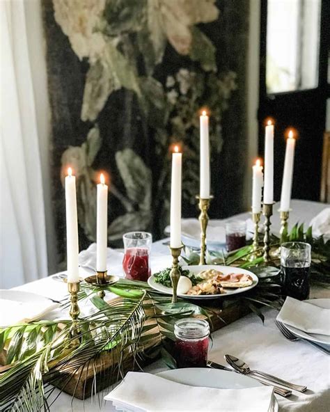 Dining Table Centerpiece With Brass Candlesticks Soul Lane