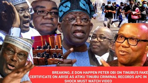 Breaking Peter Obi On Tinubus Fake Certificate On Arise As Atiku Tinubu