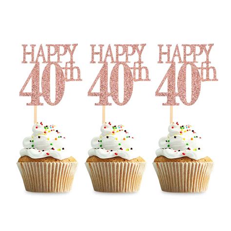 Buy Blumomon 24pcs 40 Cupcake Toppers Happy 40th Birthday Cake Toppers