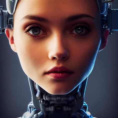 Cyberpunk Mujer Robótica Cyborg Retrato Futurista Representación 3d