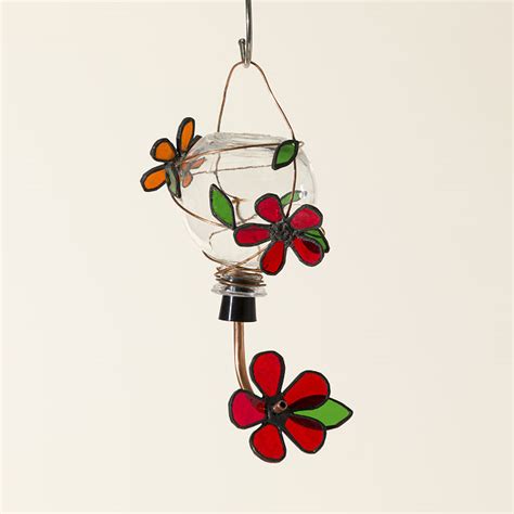 Uncommon Goods Stained Glass Hummingbird Feeder Garden