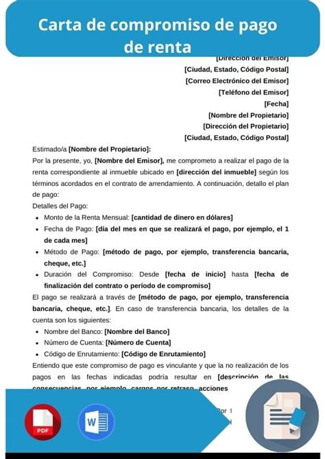 Carta De Compromiso De Pago De Renta Word PDF