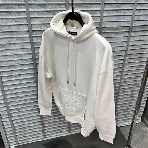 Dolce And Gabbana Embossed Logo Hoodie In White Depop