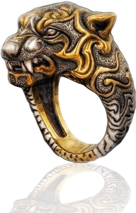 Leopard Head Ring For Men Vintage Gothic Tribal Biker Panther Skull