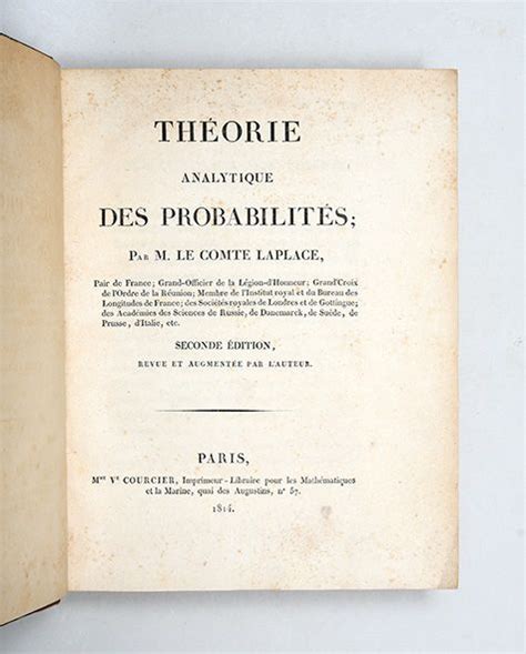 Theorie Analytique Des Probabilites Seconde Dition Revue Et