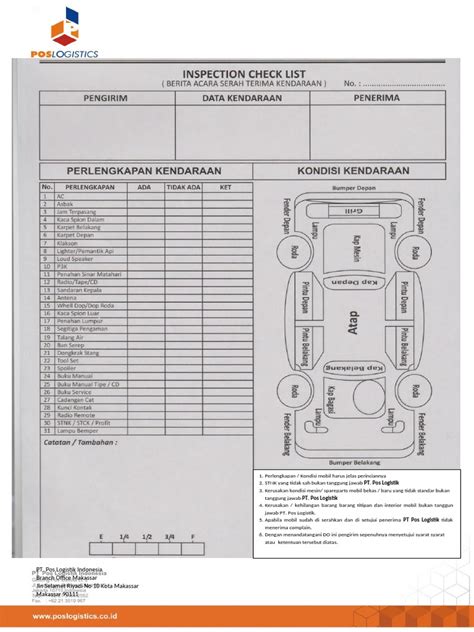 Checklist Kendaraan Mobil Pdf