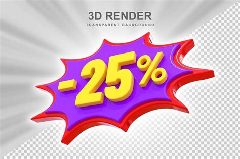 Premium Psd 25 Percent Sticker Discount 3d