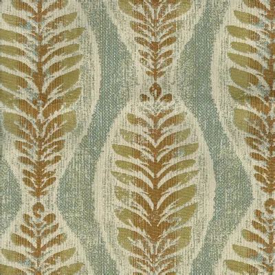 Patina Blue Botanical Woven Chenille Jacquard Upholstery Fabric By The Yard