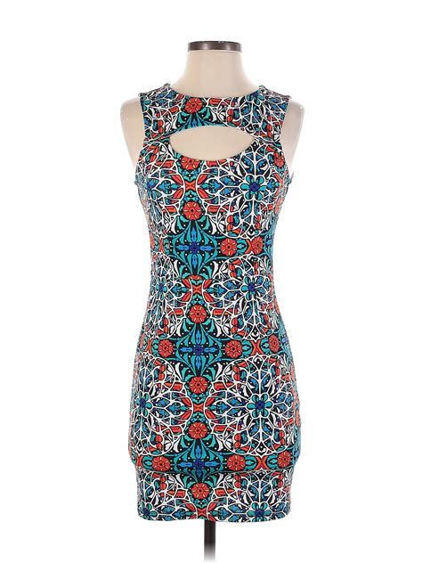 Forever 21 Contemporary Multi Color Blue Casual Dress Size S 44 Off